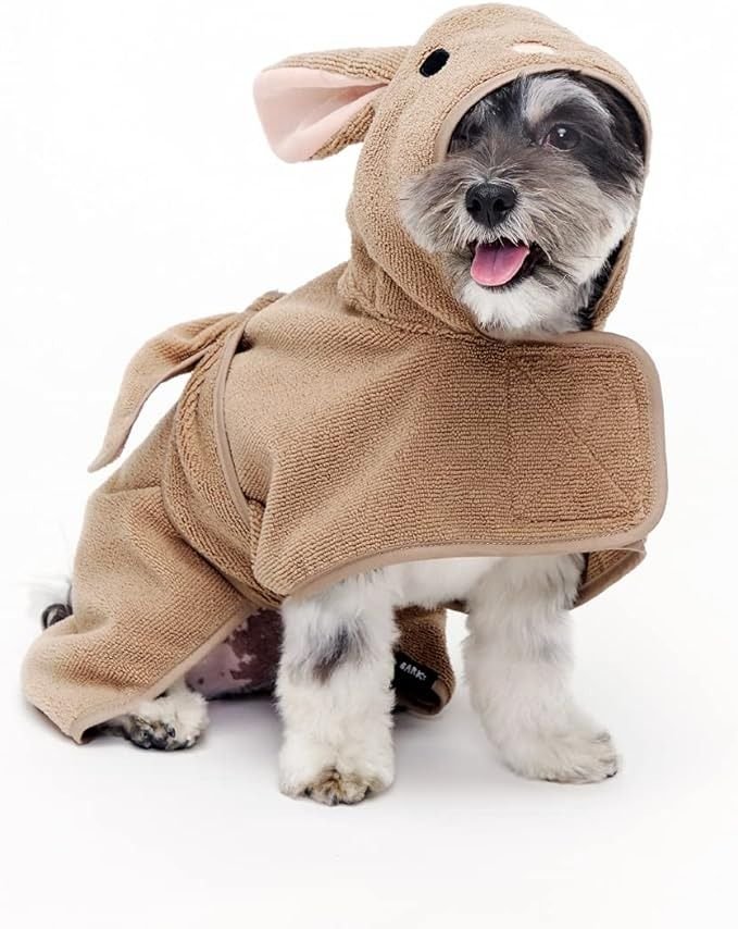 BarkBox Dog Bathrobe Towel – Lightweight, Super Cute Fast Drying Bathrobe for Dogs – Rabbit (Small)